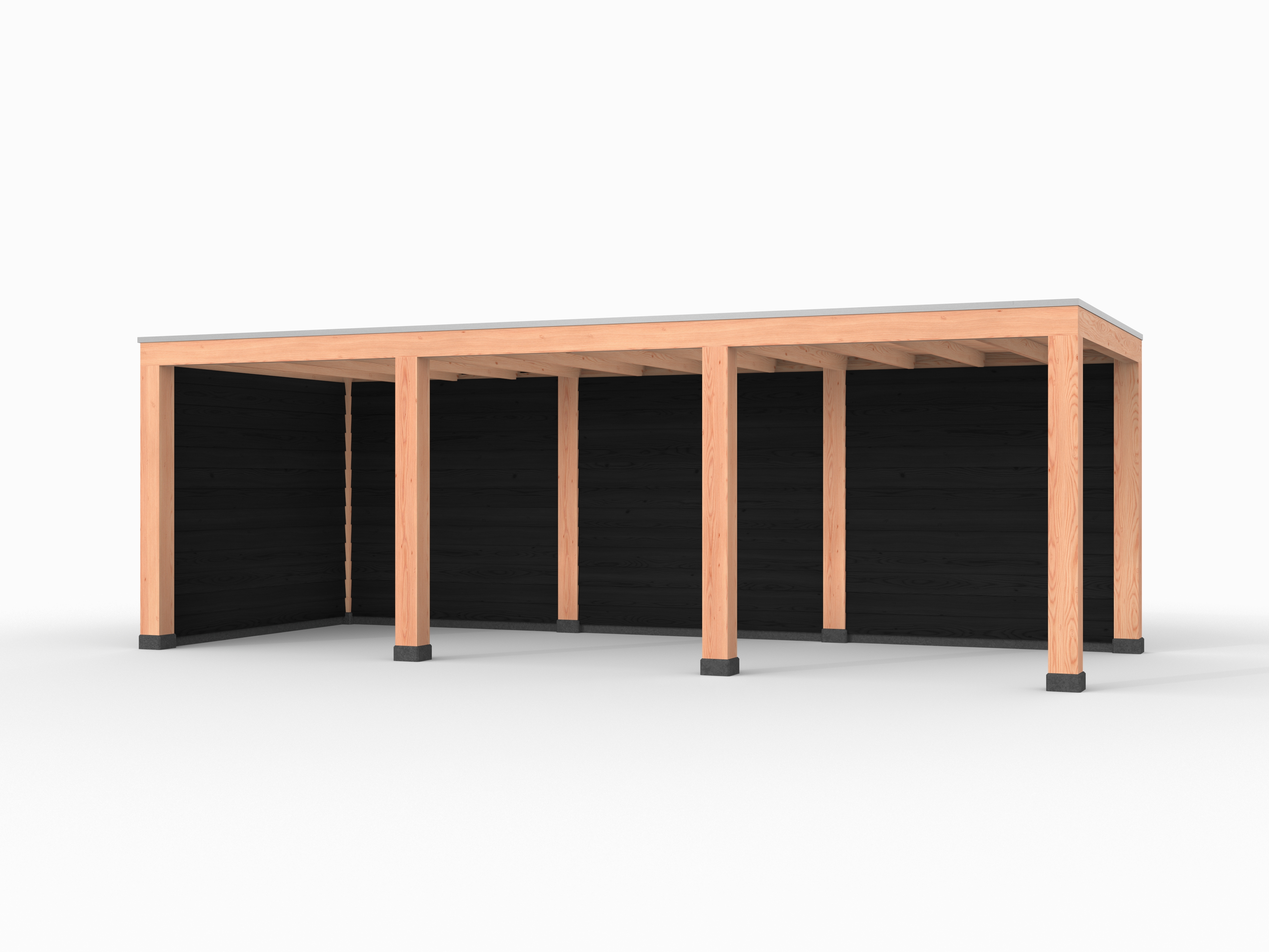 Douglas overkapping, 750 x 300, met achterwand en zijwand, Westwood Modern Basic zwart - Afbeelding 1
